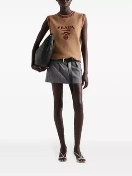 Prada жилет в рубчик с интарсией, коричневый