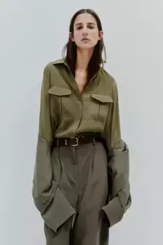 Практичная блузка из смесового модала H&M, зеленый