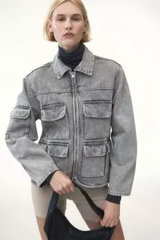 Практичная джинсовая куртка H&M, серый