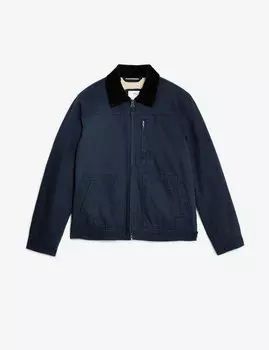 Практичная куртка из чистого хлопка на подкладке боргов Marks & Spencer, темно-синий