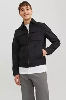 Практичная куртка на молнии из искусственной кожи Jack & Jones, черный