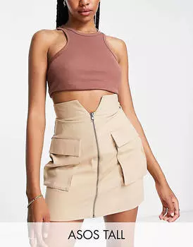 Практичная мини-юбка с молнией ASOS DESIGN Tall