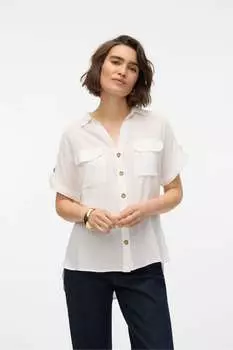 Практичная рубашка с короткими рукавами и карманами Vero Moda, белый