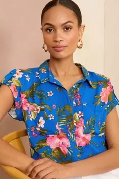 Практичная рубашка с закатанными рукавами Love & Roses, синий