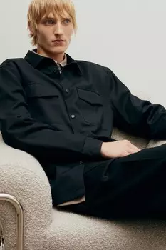 Практичная рубашка стандартного кроя H&M, черный