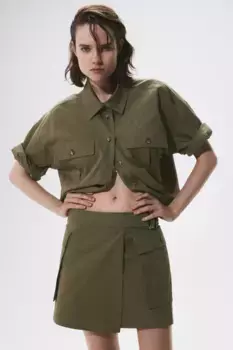 Практичная юбка из хлопка H&M, зеленый