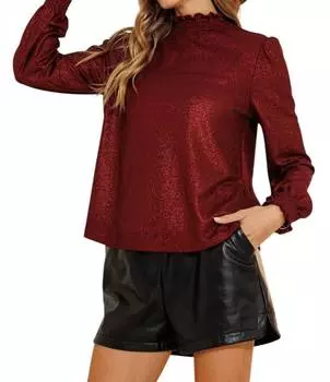 Праздничная блузка из блестящей ткани красного цвета Ces Femme