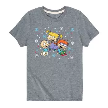 Праздничная снежная футболка Nickelodeon Rugrats для мальчиков 8–20 лет Licensed Character, серый