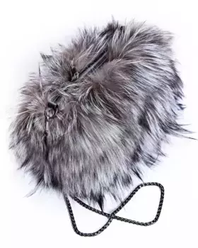 Праздничная сумка из меха лисы натурального цвета Maximilian, светло-серый