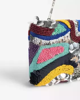 Праздничная сумка, трансформируемая в сумку через плечо, с бусинами и принтами Parfois, мультиколор