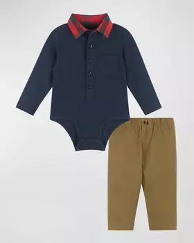 Праздничное боди поло для мальчиков с комплектом брюк, размер для новорожденных-24M Andy & Evan