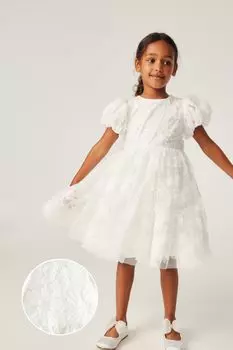 Праздничное платье цвета слоновой кости с объемными пайетками и цветком Baker By Ted Baker, белый