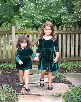 Праздничное платье для девочек Worthy Threads из эластичного бархата изумрудного цвета - Little Kid, Big Kid, зеленый