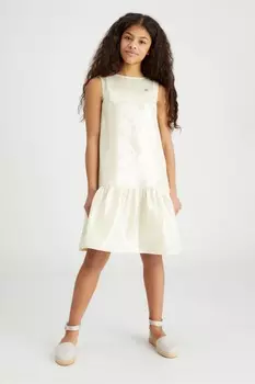 Праздничное платье с баской и пайетками Calvin Klein Jeans, желтый