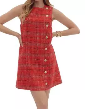 Праздничное твидовое платье красного цвета entro