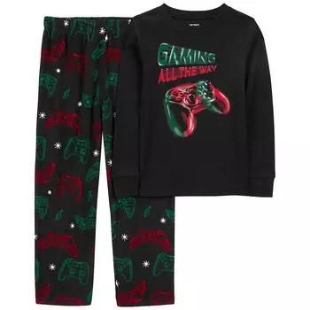 Праздничные флисовые пижамы Carter's для мальчиков 4–14 лет, 2 шт., цвет Gamer