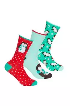 Праздничные носки из богатого хлопка (3 пары) Universal Textiles, красный