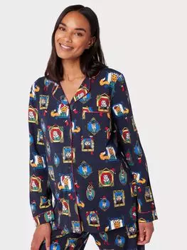 Праздничные рамки из органического хлопка, рождественский пижамный комплект для беременных Chelsea Peers, темно-синий/мульти