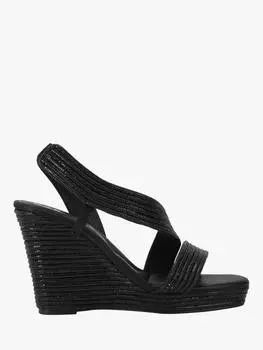 Праздничные украшенные драгоценными камнями босоножки на высокой танкетке Carvela, черный