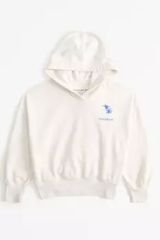 Праздничный графический принт на спине толстовка с капюшоном Abercrombie & Fitch, белый