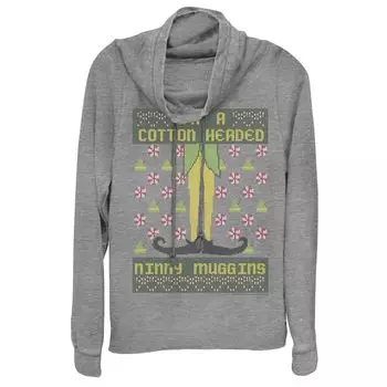 Свитшот с капюшоном и воротником-хомутом Elf Buddy Cotton Head Ninny Muggins Licensed Character, серый