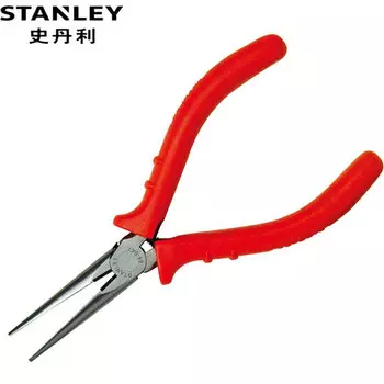 Прецизионные плоскогубцы Stanley с красной ручкой, 5 дюймов, плоскогубцы с игольчатыми носами, ножницы для рта, электронные плоскогубцы для электрика 84-047-23