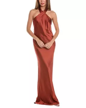 Прекрасное атласное платье с бретелькой на бретельках Lovely, коричневый