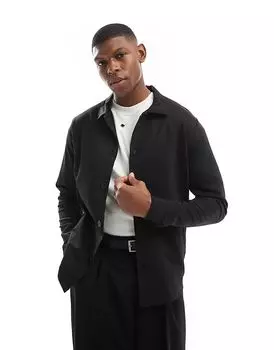 Премиальная облегающая трикотажная куртка черного цвета Jack & Jones