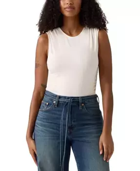 Премиальная женская топ без рукавов с рюшами и кристаллами Levi's, белый