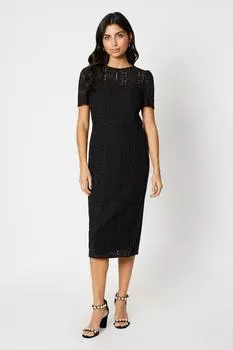 Премиальное кружевное платье-карандаш миди Wallis, черный