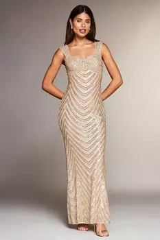 Премиальное платье макси с рюшами и пайетками Lipsy, желтый