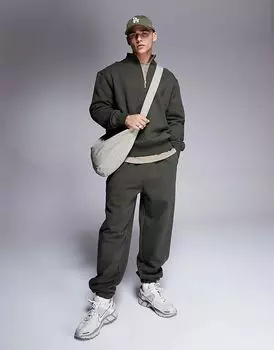 Премиальные плотные свободные джоггеры 400 г/м цвета хаки ASOS DESIGN