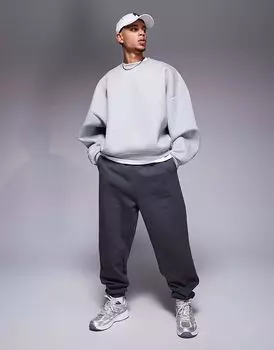 Премиальные плотные свободные джоггеры ASOS DESIGN плотностью 400 г/м черного цвета