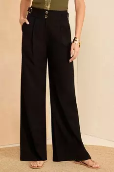 Премиальные широкие брюки по фигуре Love & Roses, черный