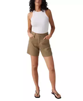 Премиальные женские хлопковые шорты с высокой посадкой и свободным кроем Levi's, белый