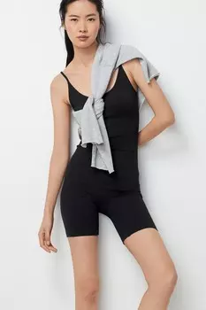 Премиальный комбинезон комбинезон с ребристыми бретельками Next, черный