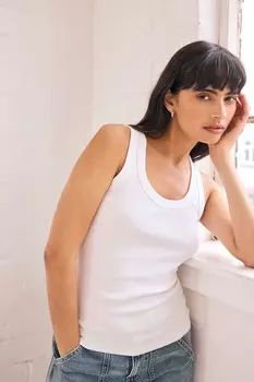 Премиальный ребристый жилет труба без рукавов Next, белый