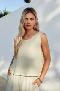 Премиальный топ из 100% льна Next, зеленый