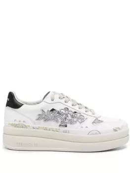 Premiata кроссовки с кружевной аппликацией, белый