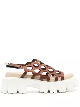 Premiata сандалии с плетеными ремешками, коричневый