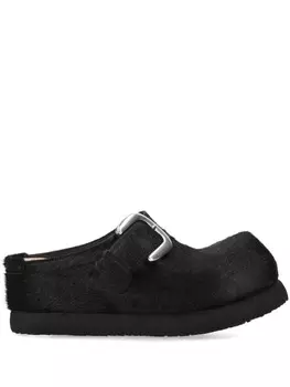 Premiata тапочки из телячьей шерсти с пряжками, черный