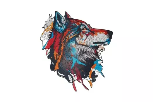 Премиум-эко деревянный пазл Волк Пазл 90 деталей. Размер А4 Drewyan