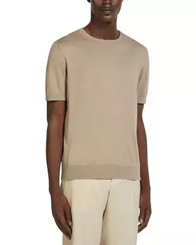 Премиум хлопковая футболка ZEGNA, коричневый/бежевый