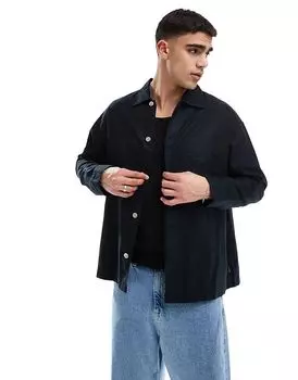 Премиум свободная рубашка черного цвета Jack & Jones