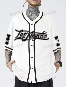 Prep Рубашка с короткими рукавами, печатные буквы, меняющая цвет кайма, школьная Romwe, белый