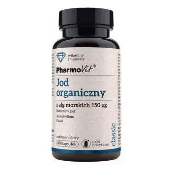 Препарат, поддерживающий функцию щитовидной железы Pharmovit Jod Organiczny z Alg Morskich 150 mcg, 60 шт