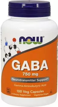 Препарат, поддерживающий нервную систему Now Foods GABA 750 mg, 100 шт