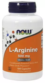 Препарат, поддерживающий систему кровообращения Now Foods L-Arginine 500 mg, 100 шт
