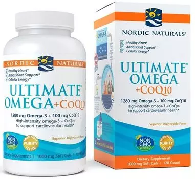 Препарат, содержащий коэнзим Q10 Nordic Naturals Ultimate Omega + COQ10 1280 Mg, 120 шт
