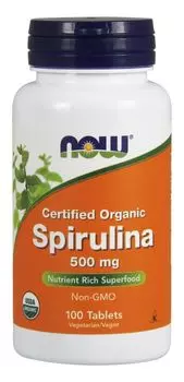 Препарат, способствующий снижению веса Now Foods Spirulina Organic 500 mg, 100 шт